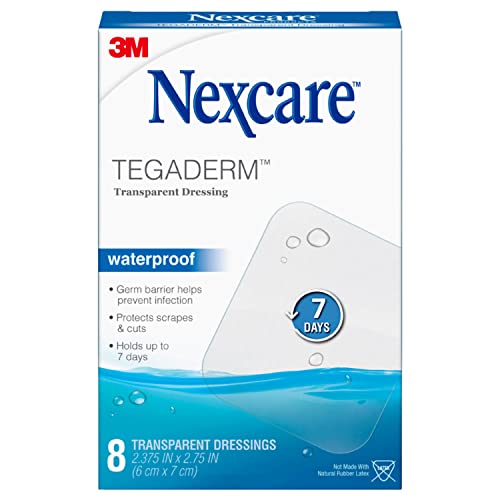 Nexcare Tegaderm Waterproof Transparent Dressing, Dirtproof, Germproof, Provides Protection To Minor Burns, Scrapes, Cuts, Blisters And Abrasions, 2.375 X 2.75 In, 8 Count #TOP1