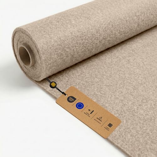LOMIQ Filz ULTRAFLEX 100x200 cm Beige Filzstoff Meterware 300 g/m Schallisolierend Bezugsstoff Flexibel Bastelfilz Superflex Antistatisch Filzmatte für Möbel Schubladen Heimdekoration Nähen