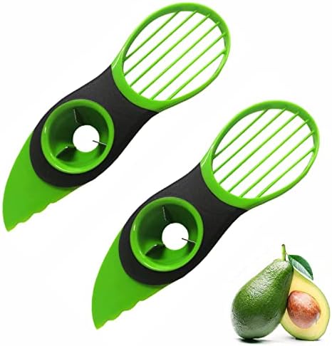 2 st avokado hackare multifunktionell fruktskärare skalare kärnborttagare 3-i-1 avokado skivare verktyg för frukt kiwi mango köksverktyg