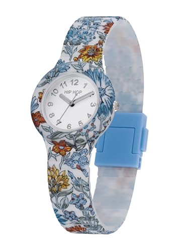 Montre femme Hip Hop fleurs d'hiver le cadeau idéal en silicone bleu ciel