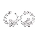 ycezw Pendientes de flores plateadas, pendientes de flores para mujer - Pendientes de aro floral para mujer - Accesorios de plata hueca de para vacaciones de boda de cumpleaños