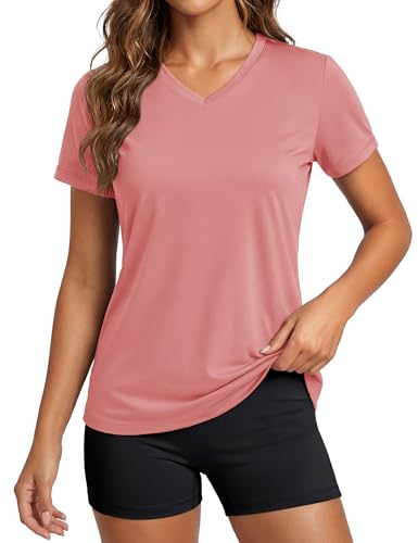 MAGCOMSEN Women's V-Neck Workout T-Shirt