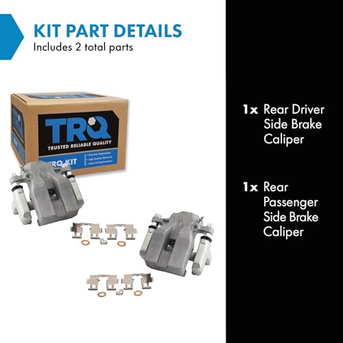 Image of TRQ Rear Driver and Passenger Side Brake Caliper Set Caliper Brackets Hardware Compatible with 06-11 Toyota RAV4