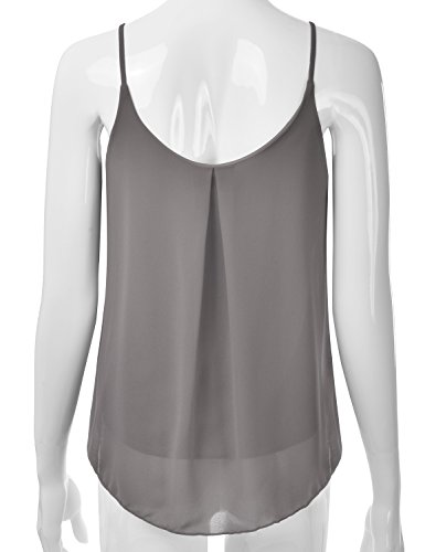 Eimin Women's Pleated Chiffon Layered Sleeveless Cami Tank Tunic Top Darksilver S #TOP2