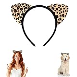 Ouligay Diadema de Oreja de Leopardo, Diadema de Oreja de Gato, Negro, Talla 15.5 cm, Para Mujeres y Niñas, Perfecto para Carnaval, Cosplay y Fiesta Temática