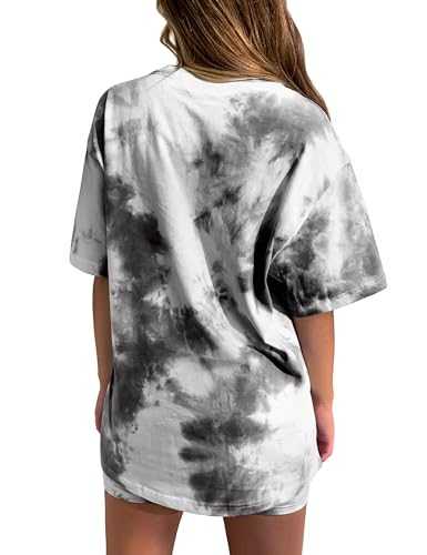 Tie-Dye Outfits Two-Piece Shorts Set - Women Biker Short Sets 2 Piece Outfits Set Summer Tops and Shorts - Thumbnail 4