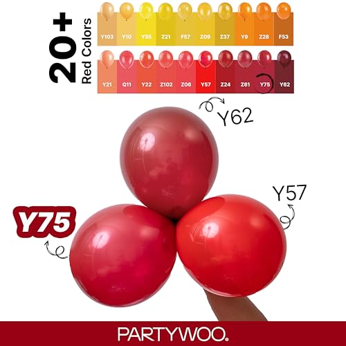 Image of PartyWoo Burgundy Balloons 130pcs Different Sizes of 18 12 10 5 Inch Dark Red Maroon Ruby Red Balloon Arch Kit Garland for Graduation Valentine's Day Wedding Anniversary Party Decorations Red-Y75