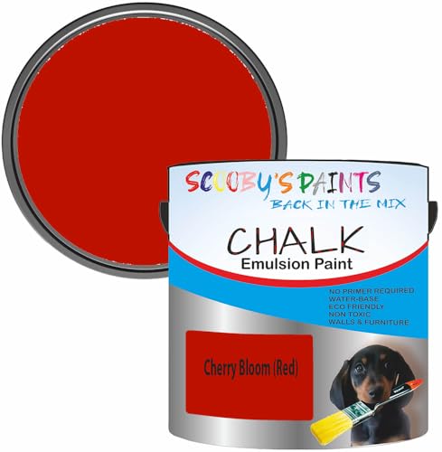 Scooby's Paints Chalk Emulsion Paint, Water-Based, No Primer Required, 250ml, For Walls and Furniture (Cherry Bloom (Red))
