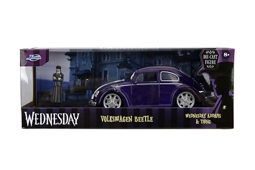 Jada Toys - 1:24 Wednesday 1972 VW Beetle with Wednesday & Thing Figures - Collectible Toy for Adults & Kids - Image 2