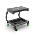MYCHANIC Fastback Shop Stool - Rolling Garage Stool - 350 Lb Capacity - 3-Inch Casters - Tool Tray with Socket Organizer - Padded Seat - Powder Coated Steel Frame