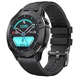 CUBOT Smartwatch Herren, Pulsuhr, 450mAh Rund 5ATM Wasserdicht Armbanduhr Fitnessuhr Sportuhr Fitness Tracker mit Schrittzähler, iOS und Android Kompatibel, Schwarz