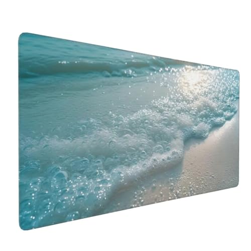 Tapis de Souris 120x60 cm Grand Tapis Souris XXL, La Plage Tapis de Souris Bureau Gamer, à Bords Cousus, Base en Caoutchouc Antidérapante, sous Main pour Clavier et Souris, Decoration Maison E-350