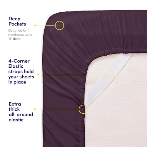 Image of 1500 Supreme Collection Twin XL Sheet Sets Purple- 3 Piece Bed Sheets and Pillowcase Set for Twin XL Mattress - Extra Soft, Elastic Corner Straps, Deep Pocket Sheets, Twin XL Purple