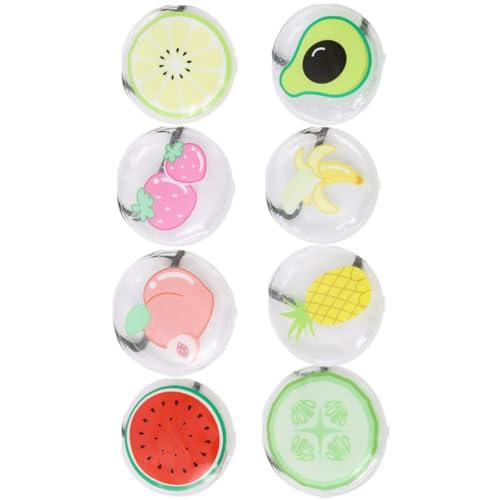 Mikikit Almohadillas de Hielo Ojos Diseño de Frutas Adorables, 8 Piezas Redondas de Gel Pvc, Compresa Fría Refrescante Adecuado para Uso en Casa y Reuniones