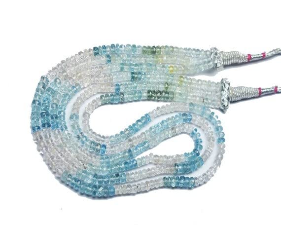Fil aquamarine naturelle facettée 4-5 mm idéal pour cadeau bijoux diy