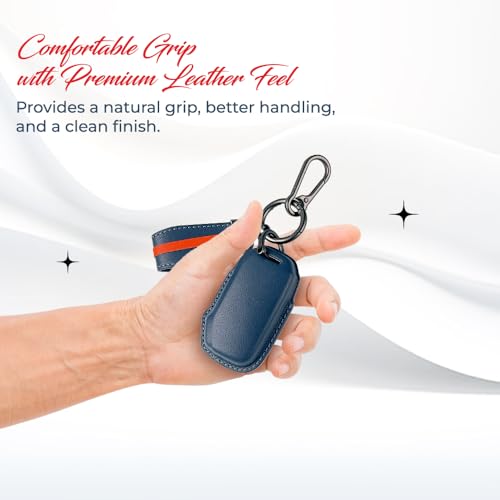 Image of Keyzone Royal Leather Key Cover for Kia Seltos, Sonet, Carens 2023 Onwards 4 Button smart Key(Compare Key Shape and Buttons Before Placing Order) (Black)
