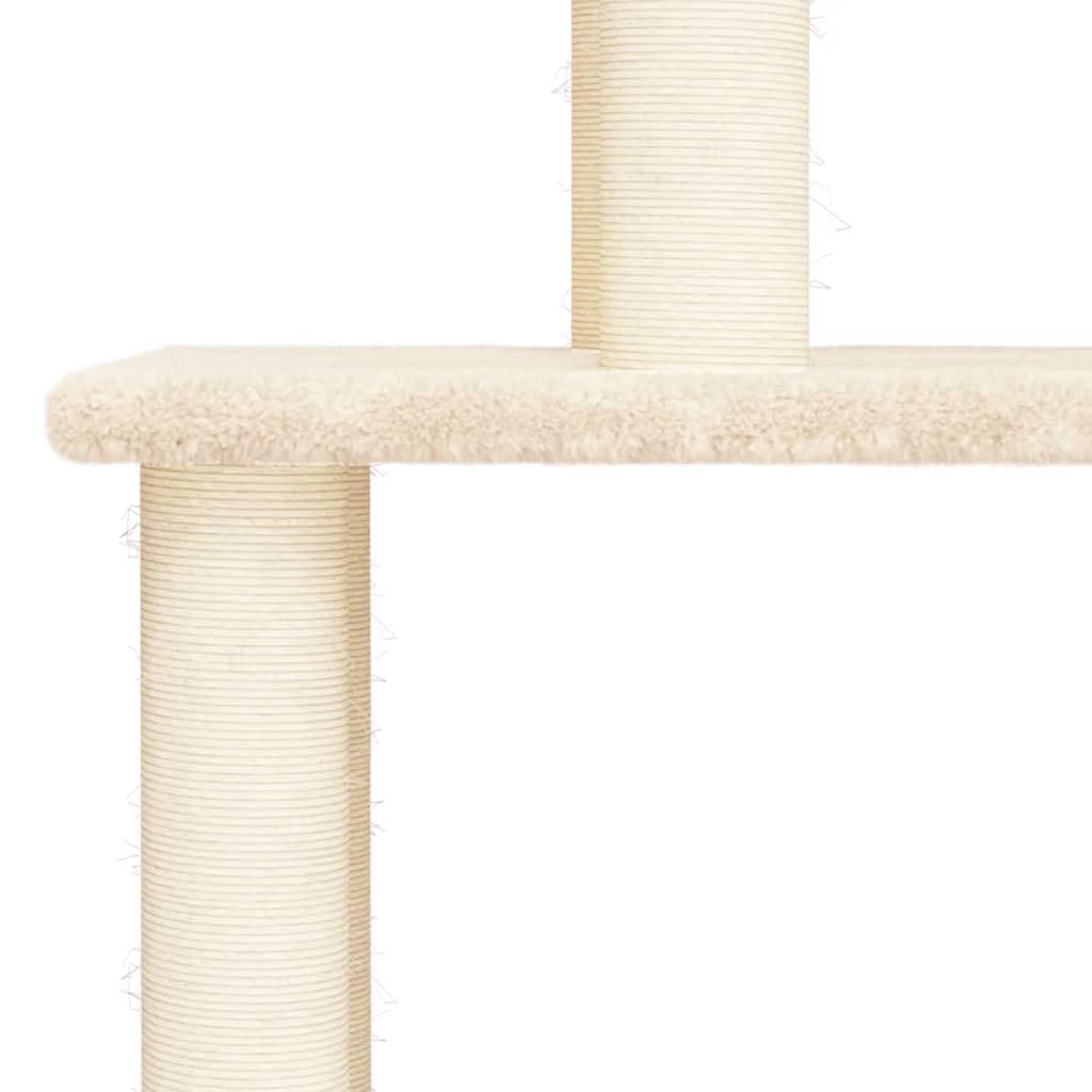 Rascador para gatos Mangloder de color crema, 183 cm, con pilares rascadores de sisal, tronco de felpa, cueva, hamaca, hueco para tumbonas, plataforma, muebles para gatos robustos para casa y balcón