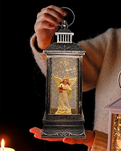 Christmas Water Glittering Snowing Globe Lantern Night Light With Music Plug-In And Battery Operated Gift For Birthday Xmas Valentines’ Day Mother's Day Children's Day Thanks-Giving 12 Inches #TOP5