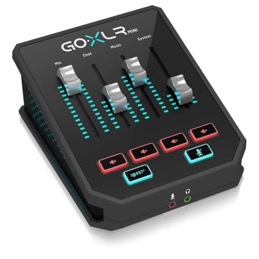 TC Helicon GoXLR MINI Online-Broadcast-Mixer mit USB-/Audio-Schnittstelle und Midas-Vorverstärker, 9.4×8.5×4.6/ 239×216×116mm