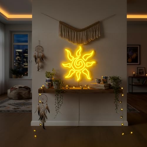 Mvorixa Sun Neon Sign, Dimmable Yellow Sunburst LED Neon Lights for Boho Wall Decor, Meditation Room, Game Room, Bar, Man Cave, Living Room, Aesthetic Home Neon Wall Art by Mvorixa - Used condition - Image 6