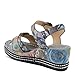 Spring Step L'Artiste Women's FLAVOUR Fashion Wrapped Wedged Sandals | Hand-Painted Leather Accents, Hook and Loop Closure Grey Multi EU 35 / US 5