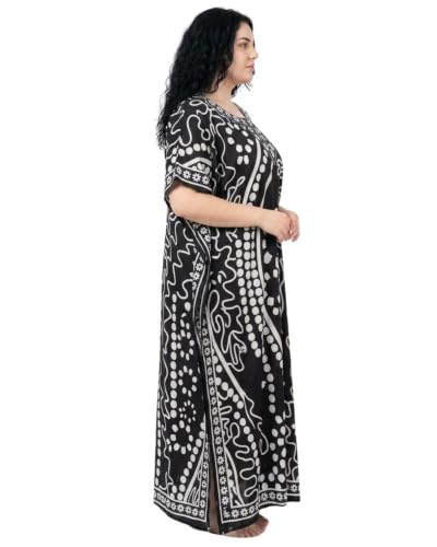 Image of Oussum Plus Size Kaftan Dresses for Women, Polyester Summer Caftan Cover Up Maxi Beach Dress, 1X-3X