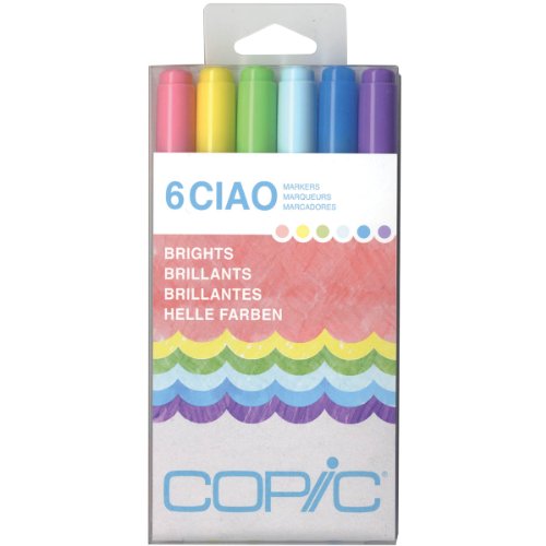 Copic Marker I6-BRIGH Ciao Markers, Brights, 6-Pack