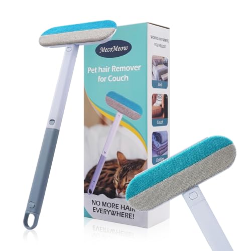 MecoMeow Pet Hair Removal Brush for Couch, Durable, Reusable, Washable Lint Cleaner for Dog and Cat Hair, Gentle on Furniture, Effective on Carpets, Clothing, Bedding