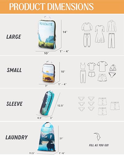 TRIPPED Travel Gear Compression Packing Cubes for Travel - Luggage and Backpack Organizer Packaging Cubes for Clothes, National Park, 6 Piece, Compression Packing Cubes