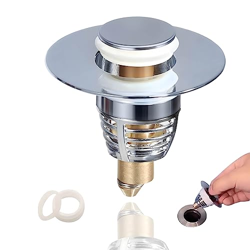Universal Bathroom Sink Stopper, 1.1-1.75” Pop Up Drain Stopper For Bathroom Sink Drain Stopper. Stainless Steel Anti Clogging Drain Stoppers With Filter Basket Hair Catcher, For Washbasin, Bathroom #TOP1