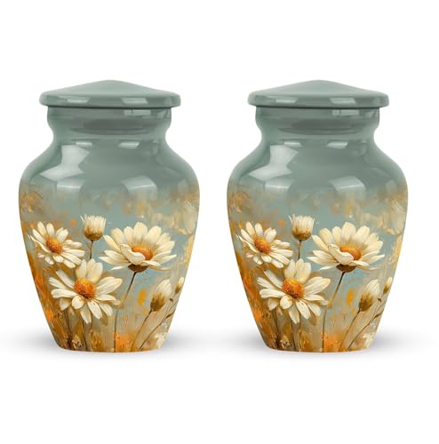Image of Flower Urn - Small Urns for Ashes Keepsake - Adult Female Mom Urns - Cremation Memorial - Adult Urns for Human Ashes Women (Size-3inch,2pcs)