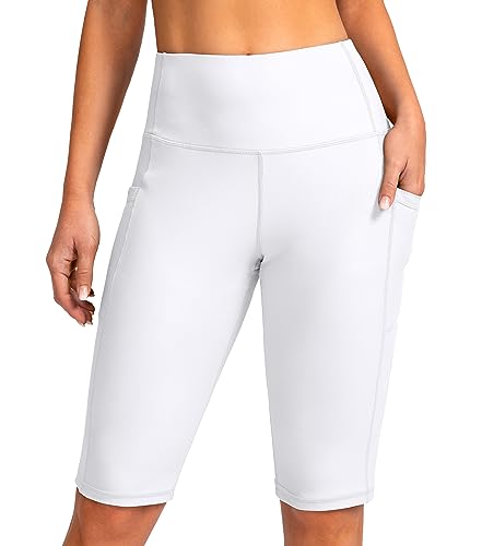Image of SANTINY Women's High Waisted Swim Shorts with Pockets UPF50+ Long Board Swimming Shorts for Women with Liner