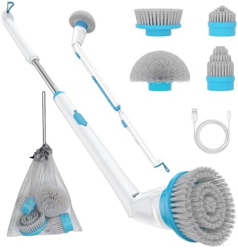 Oraimo Electric Spin Scrubber with Long Handle, 360° Rotatable Power Scrubber for Bathroom, Shower, Grout, Tile, Kitchen, Sink, Floor, Window Cleaning