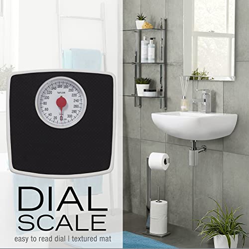 Image of Taylor Battery Free Analog Scales for Body Weight, 330LB Capacity, Easy to Read Large 4.25-inch Dial, 10.3 x 10.6-inch Vinyl Mat Platform, Black