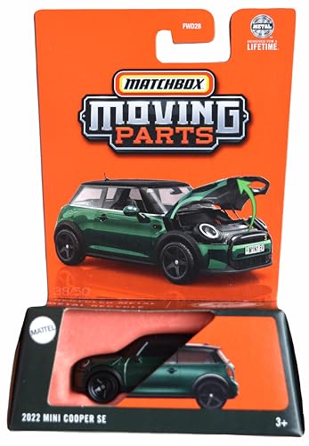 Matchbox 2022 Mini Cooper SE, piezas móviles verde miniatura 1