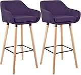 tabouret de bar tissu violet MATÉRIAUX DE QUALITÉ : Les sièges des tabourets de bar sont recouverts de tissu de haute qualité et résistant (composition : 100 % polyester). Les structures à quatre pieds sont en bois de hêtre.