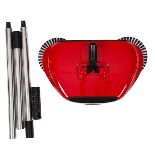 HONMEET Hand-Push Sweeper Broom Dustpan Push Sweeper for Rugs 360° Rotating Head Non-Slip Abs Stainless Steel Easy to Clean Random