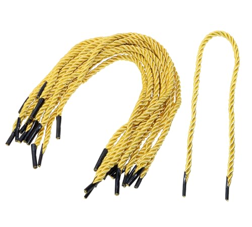 ONLYKXY 50pcs Solid Braided Twisted Handle Rope with Plastic Ends for Bag Box,3 Satins Xmas Shiny Reusable Decorative Replacement Carrying Portable Thread Cord Trim String (13.7inch) by ONLYKXY - Used condition - US$6.04