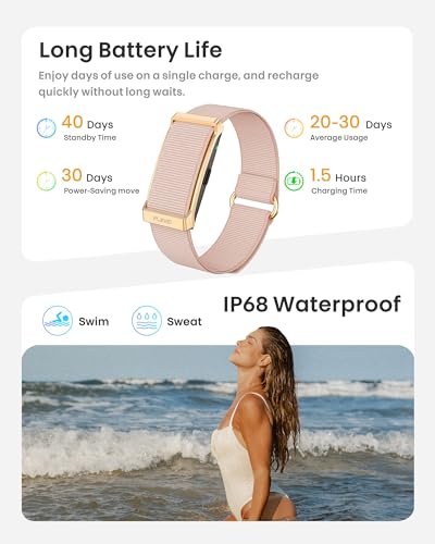 Image of Smart Bracelet, Health Fitness & Activity Tracker with All-Day Continuous Heart Rate /Blood Pressure Monitor, Sleep Tracker, 170+ Sport Modes, 60 Day Battery & Free App, IP68 Smart Band for Android IOS