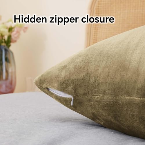 Image of BEDELITE Flannel King Size Pillow Cases Set of 2, Camel, 20x36 Inches