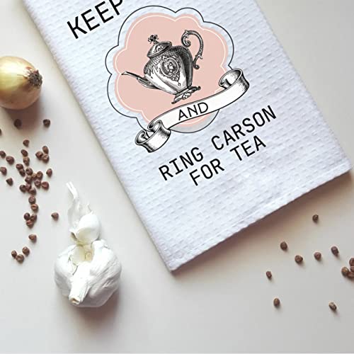 British Tv Show Inspired Farmhouse Decor Keep Calm And Ring Carson For Tea Kitchen Towel Dish Towel Tea Towel (Ring Carson Towel) #TOP2