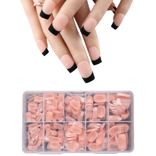 ZEPFJHE フェイクネイル アクリルネイルチップ スクエア/アーモンド/スティレット/コフィン Falses Nails 600pcs フル人工爪 ケース付き