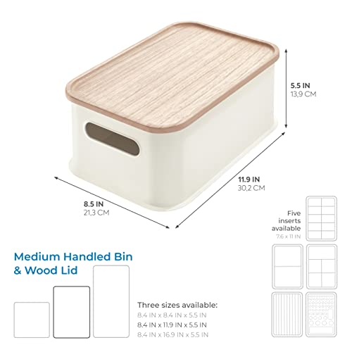 Idesign Recycled Plastic Medium Storage Bin With Handles And Paulownia Wood Lid #TOP4