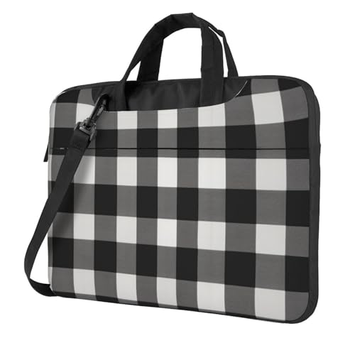 Sac pour ordinateur portable à carreaux noir et blanc - Sacoche bandoulière mixte