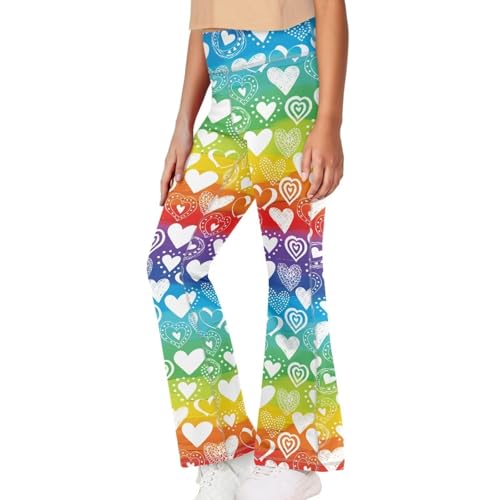 Image of Girls Leggings Floral Print High-Waisted Flared Pants 5-14 Years