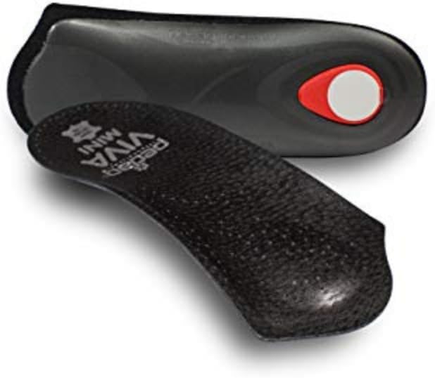 Pedag Viva Mini | 3/4 Leather Arch Support Inserts | Handmade in Germany | Plantar Fasciitis Relief | Heel Cushion | Metatarsal Support Pad | Low Profile Shoe Insoles | Black| Women US 5/EU 35