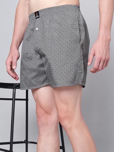 Image of Urban Scottish Men's Pack of 2 Cotton Printed Boxers with Side Pockets