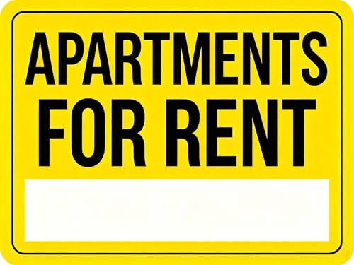 Apartments For Rent Sign 12x16 Inch Aluminum Metal Rental Notice Sign for Apartment Property Advertising