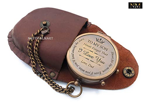 Brújula de Latón Portátil con Estuche de Cuero miniatura 5
