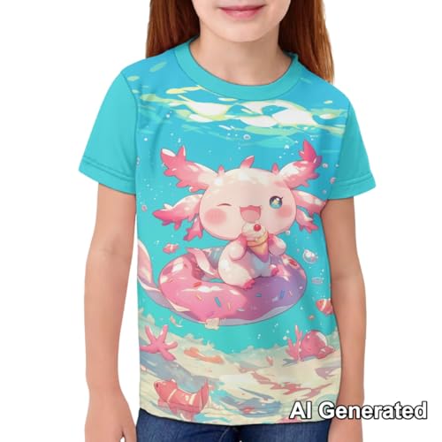Image of Xhuibop Kids Tshirts Girls Boys 3-16 Years Summer Clothes for Teens Loose Fitting Tops